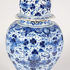 Delft Pedestal Porcelain Covered Blue and White Ginger Jar 