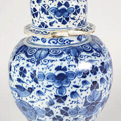 Delft Porcelain Blue and White Covered Jar, 19th Century