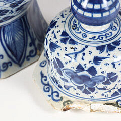 Delft Porcelain Blue and White Covered Jar, 19th Century