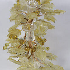 Decorative Art Glass Three-Light Candelabra With Blown Glass Grapes and Leaves