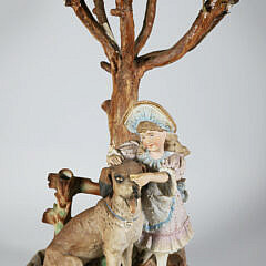 Bisque "Child with Dog" Ceramic Lamp