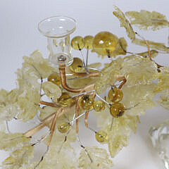 Decorative Art Glass Three-Light Candelabra With Blown Glass Grapes and Leaves