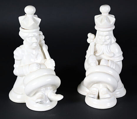 Pair of Waylande Gregory Pottery "King and Queen" Decanters