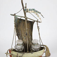 19th Century French Tole Boat Ink Stand Mounted as a Lamp 