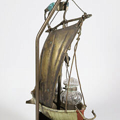 19th Century French Tole Boat Ink Stand Mounted as a Lamp 