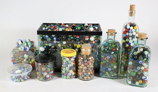 Approximately 425 Vintage Glass and Clay Marbles 