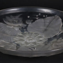 Verlyn Frosted Glass Water Lily Embossed Shallow Bowl