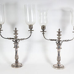 Pair of Sheffield Silver Plated Two-Light Candelabra