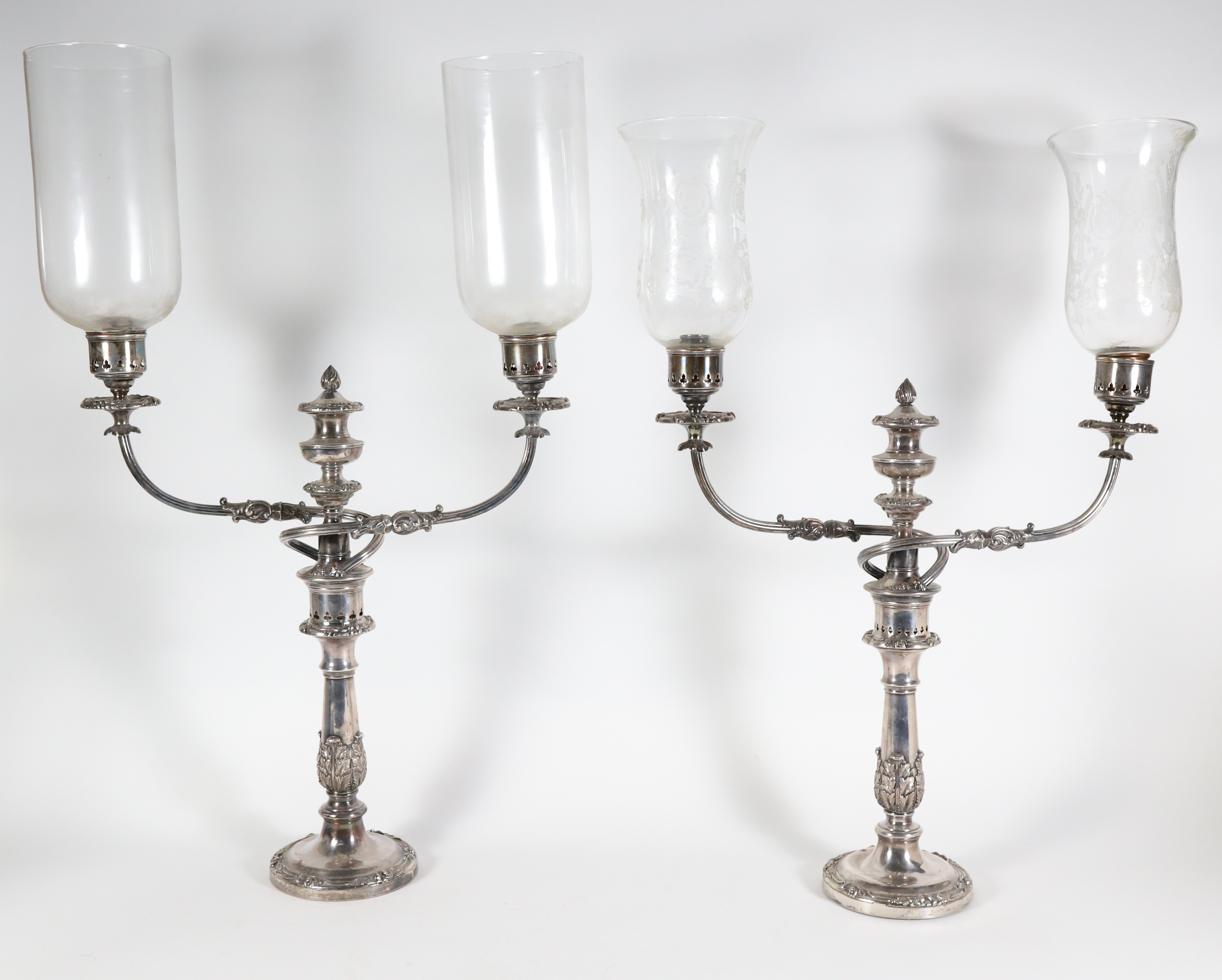 Pair of Sheffield Silver Plated Two-Light Candelabra