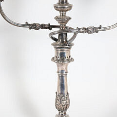 Pair of Sheffield Silver Plated Two-Light Candelabra, 2nd Quarter of the 19th Century