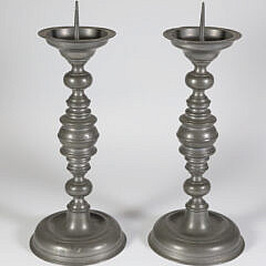 Pair of 19th Century Continental Pewter Pricket Sticks 