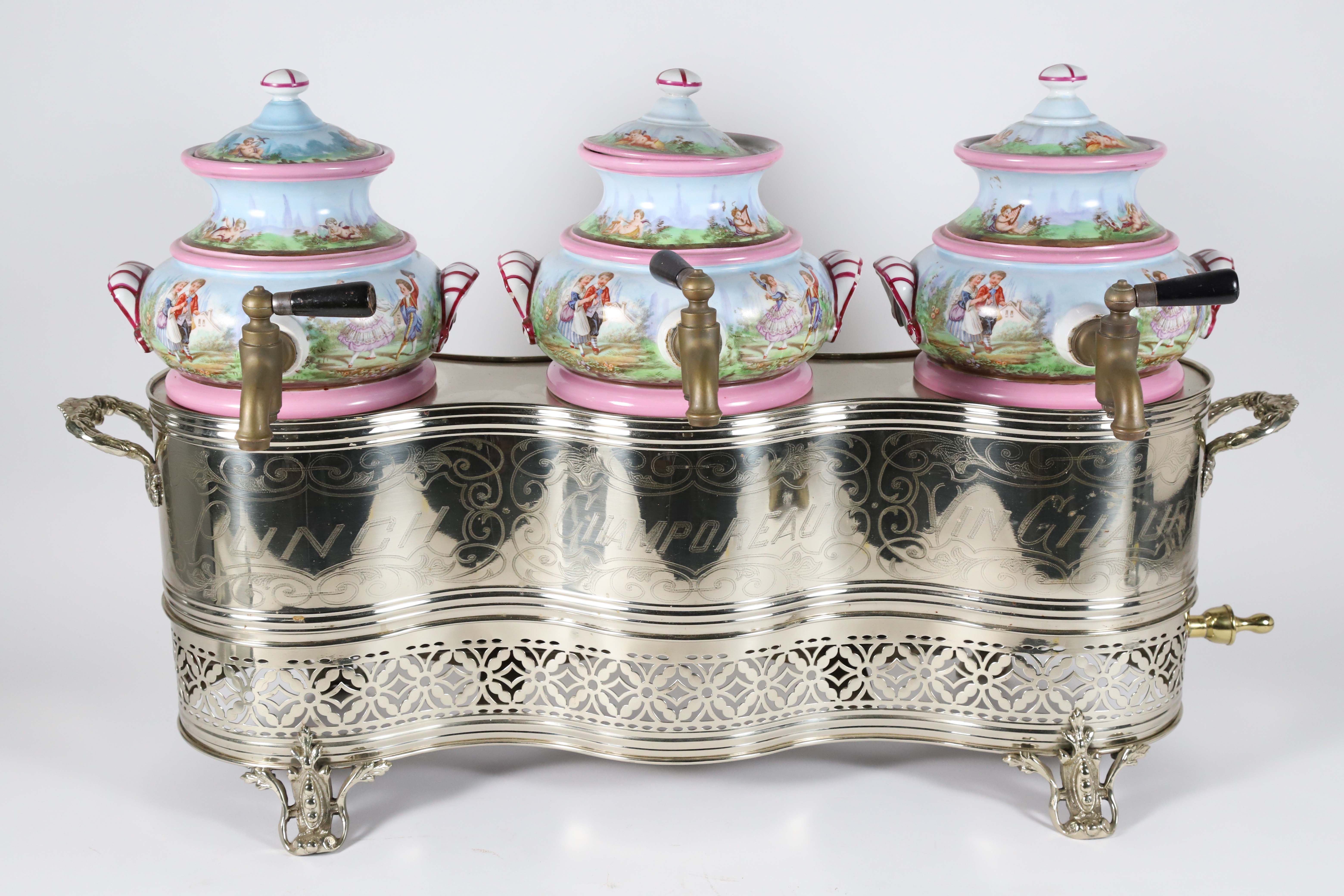 French Porcelain Brass "Bain-Marie" Dispenser