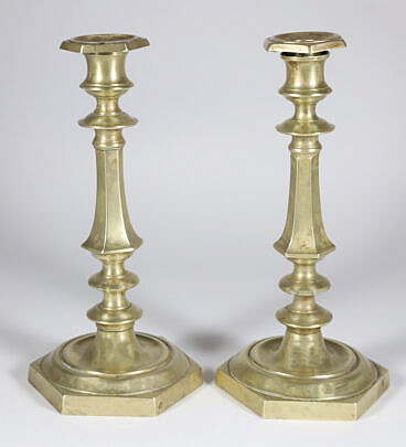 Pair of 19th Century Russian Brass Candlesticks 