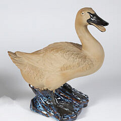 Two Vintage Chinese Export Partial Glazed Ducks