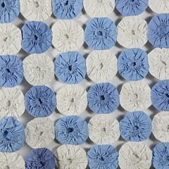 Vintage Blue and White Yoyo Quilt, circa 1930s