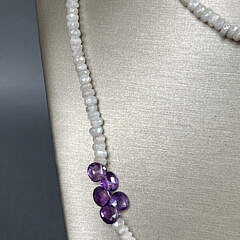 Moonstone, Amethyst and Shaped Pearl Necklace