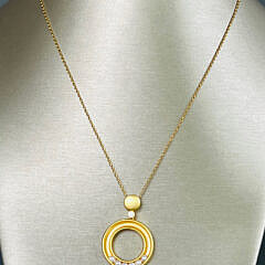 Sterling Silver Vermeil Seed Pearl “Circle” Pendant Necklace