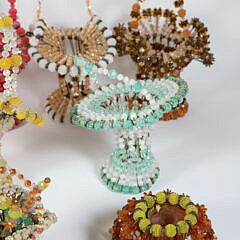 Group of 14 Vintage Handmade Folk Art Safety Pin Baskets in a Variety of Colors