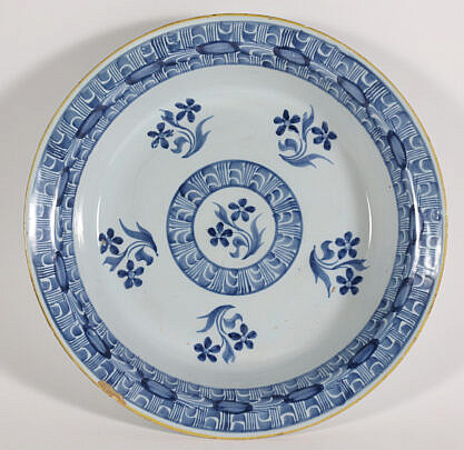 Dutch Delft Blue and White Shallow Bowl, 18th/19th Century