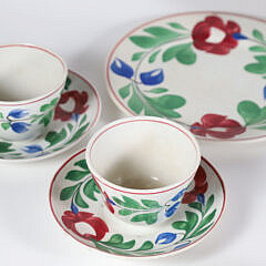 English “Rose Pattern” Ceramic Cups, Plates and Platter