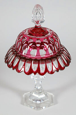 19th Century Ruby Cut to Clear Compote