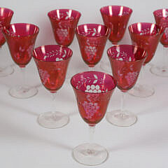 1-4811 Set of 8 Ruby Cut to Clear Wine Glasses A_IMG_0045 2