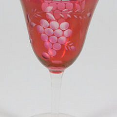 Set of Eight Vintage Ruby Cut to Clear Wine Glasses