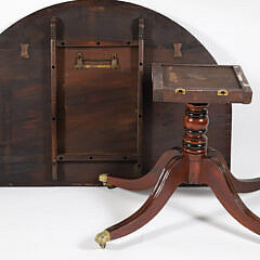 Antique English Regency Mahogany Triple Pedestal Dining Table, 19th Century