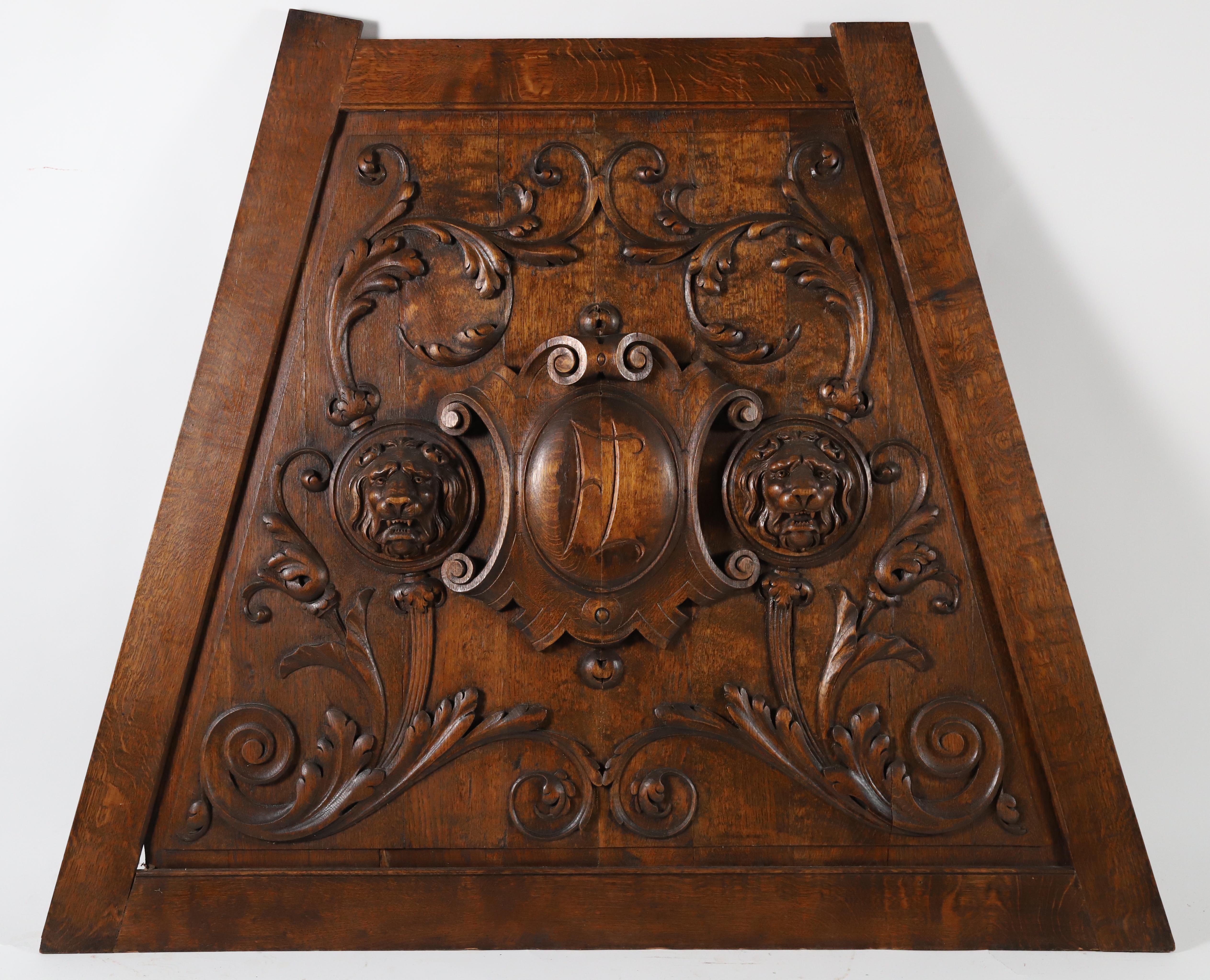 English Carved Mahogany Architectural Wall Panel, 19th Century