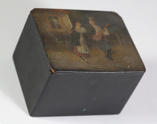 19th Century Russian Paint Decorated Paper Mache Box