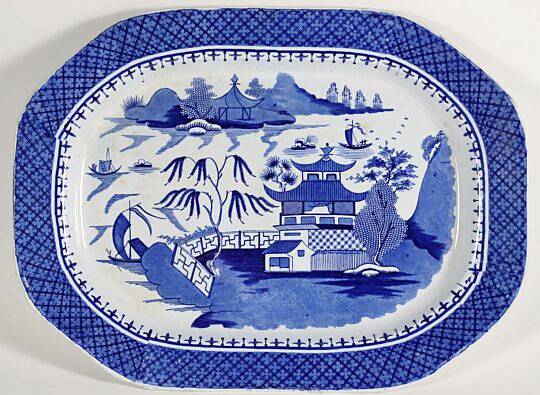 19th Century English Ridgeway Blue and White Large Transferware