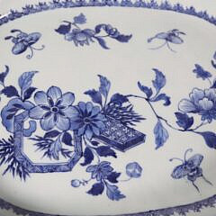 Chinese Export Blue and White Floral Decorated Oval Pie Platter, 19th Century