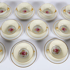 Set of 11 Limoges Bouillon Cups and Saucers