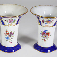 Pair of French Cobalt and Gilt Floral Decorated Vases, early 19th Century