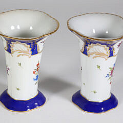 Pair of French Cobalt and Gilt Floral Decorated Vases, early 19th Century