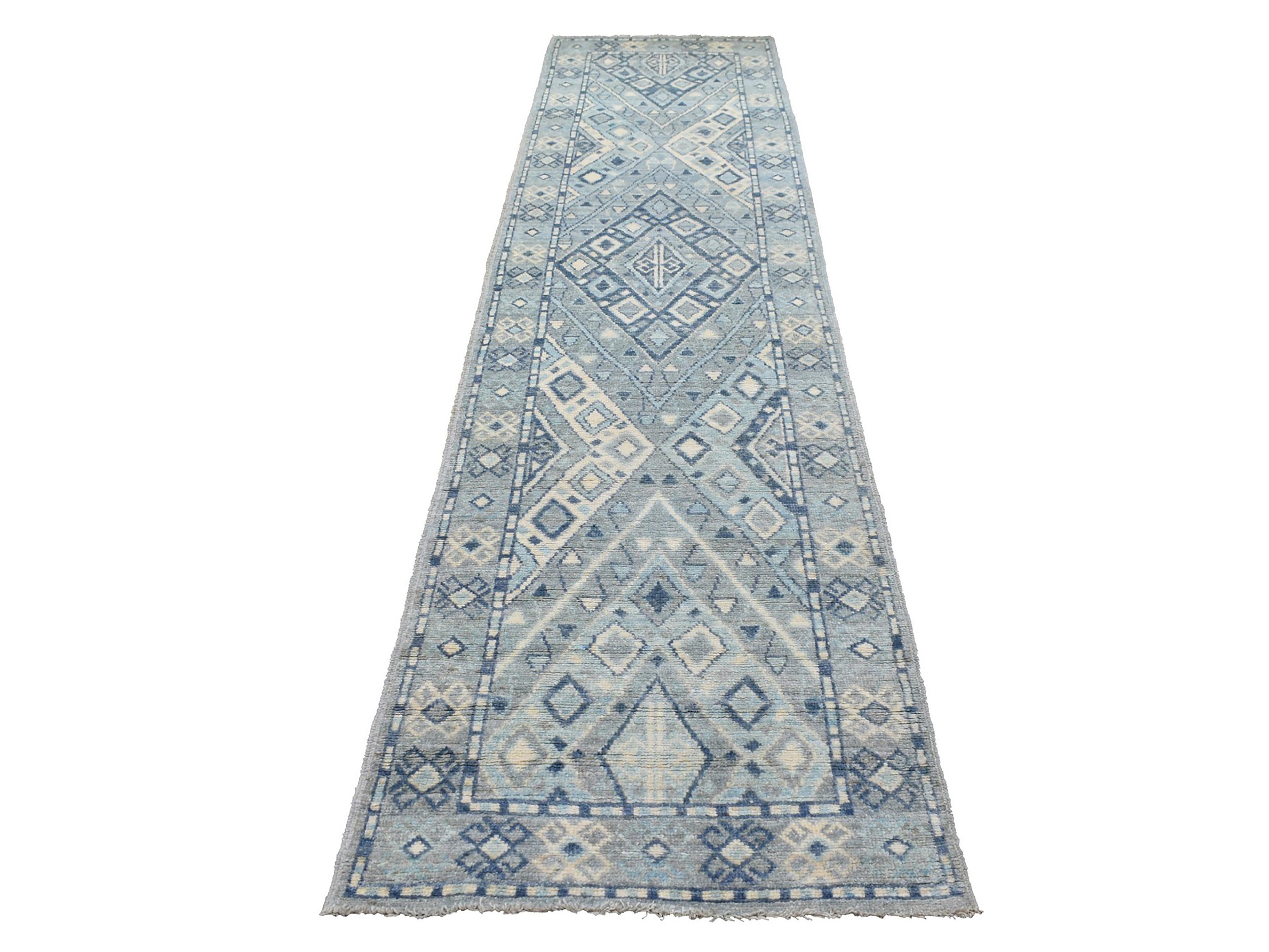 Hand Knotted Soft Wool Light Gray Anatolian Village Inspired Oriental