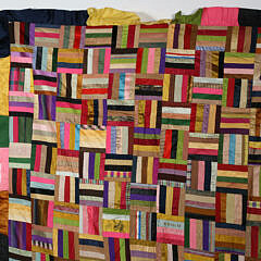 Antique Hat Silk Ribbon Quilt, circa 1890