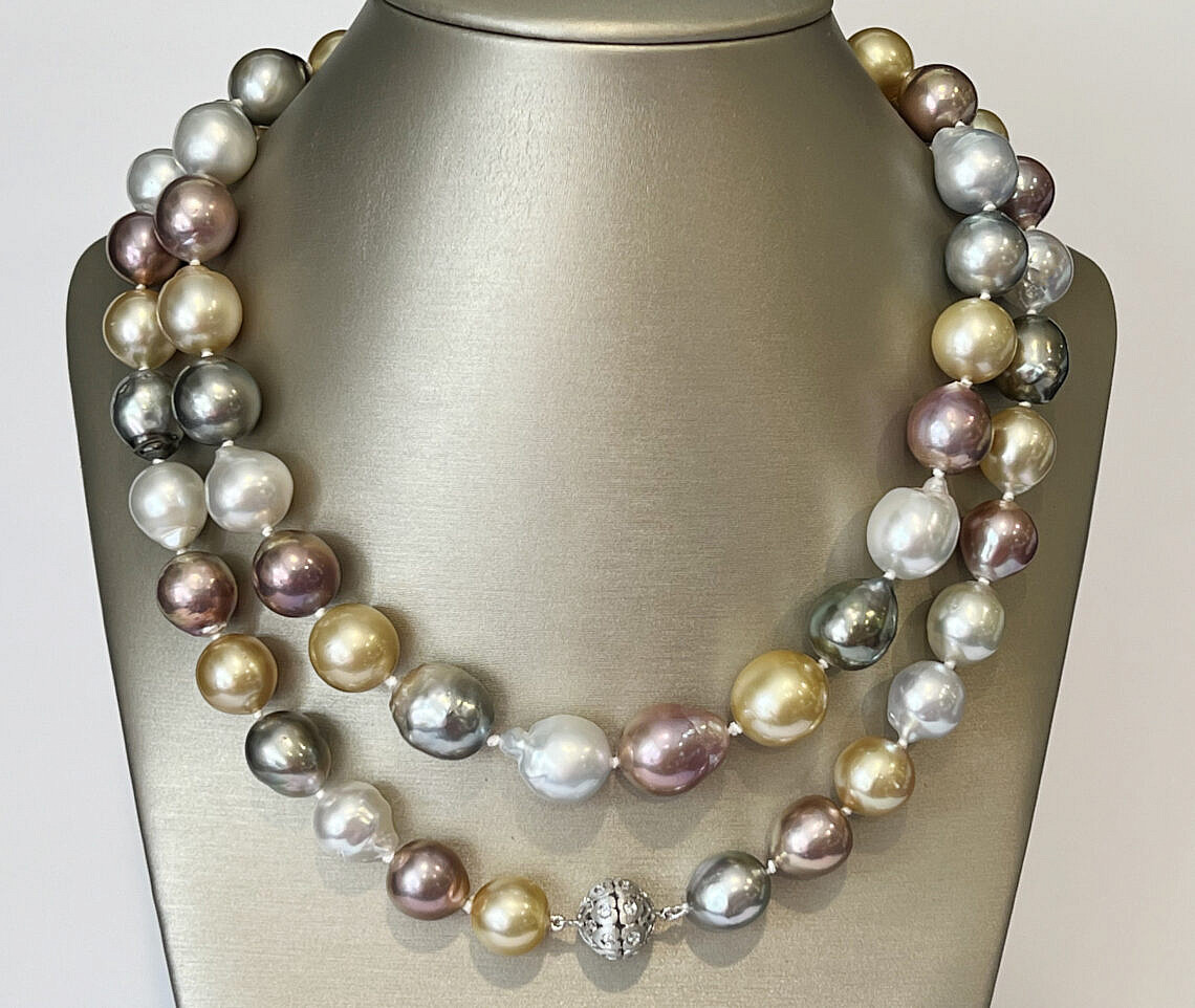 Baroque South Sea Pearl Diamond Clasp Necklace