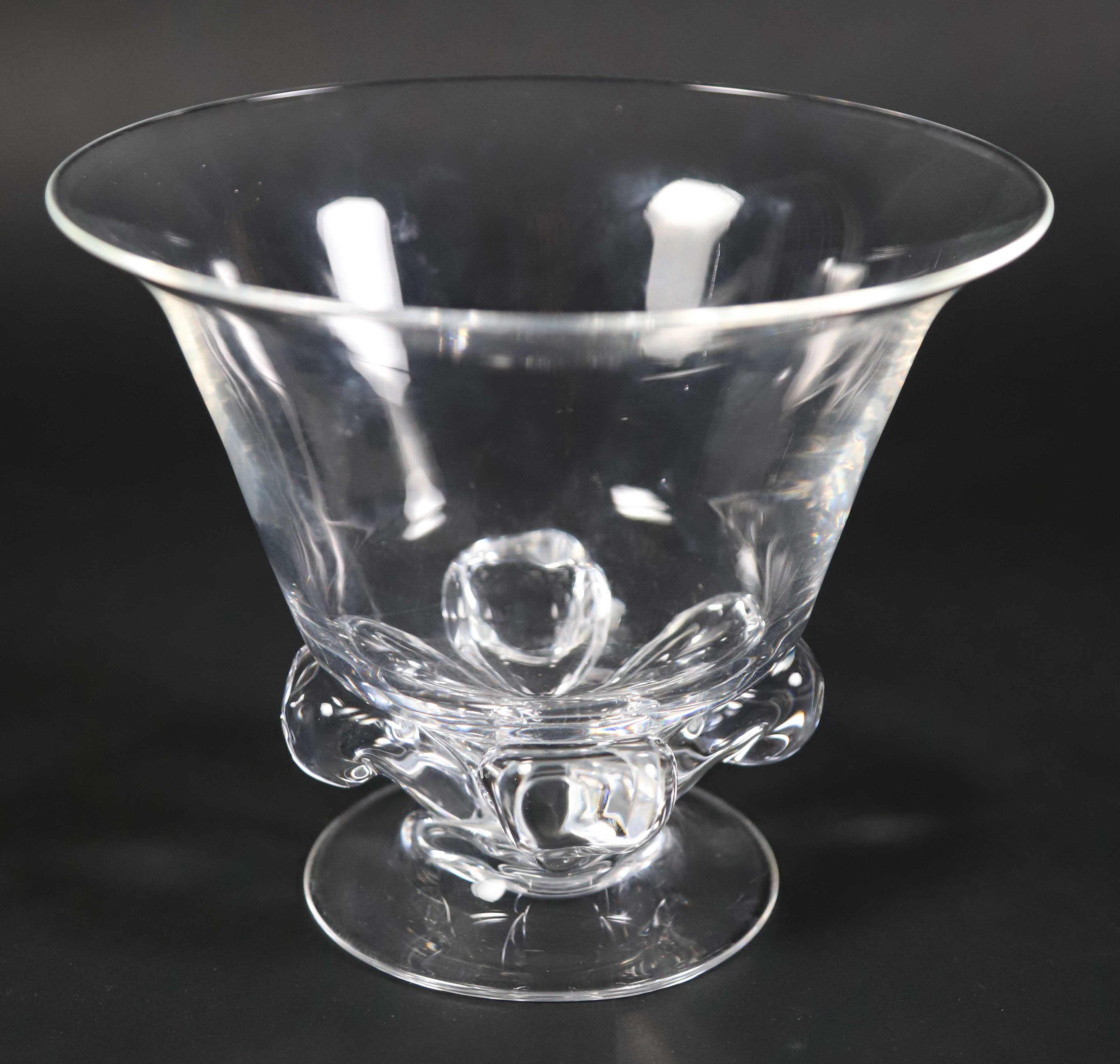 Vintage Signed Steuben Crystal Pedestal Bowl Vintage Signed Steuben