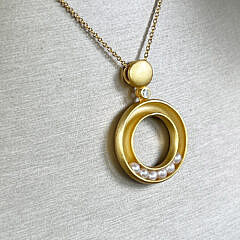 Sterling Silver Vermeil Seed Pearl “Circle” Pendant Necklace