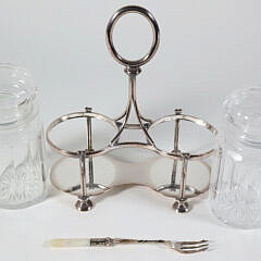 Silver Plated and Crystal Jars Condiment Carrier, 19th Century