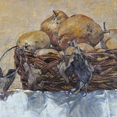 Barbara Insalaco Oil on Board “Basket of Nantucket Pears”