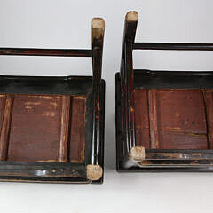 Pair of Chinese Carved Elm Armchairs, 19th Century