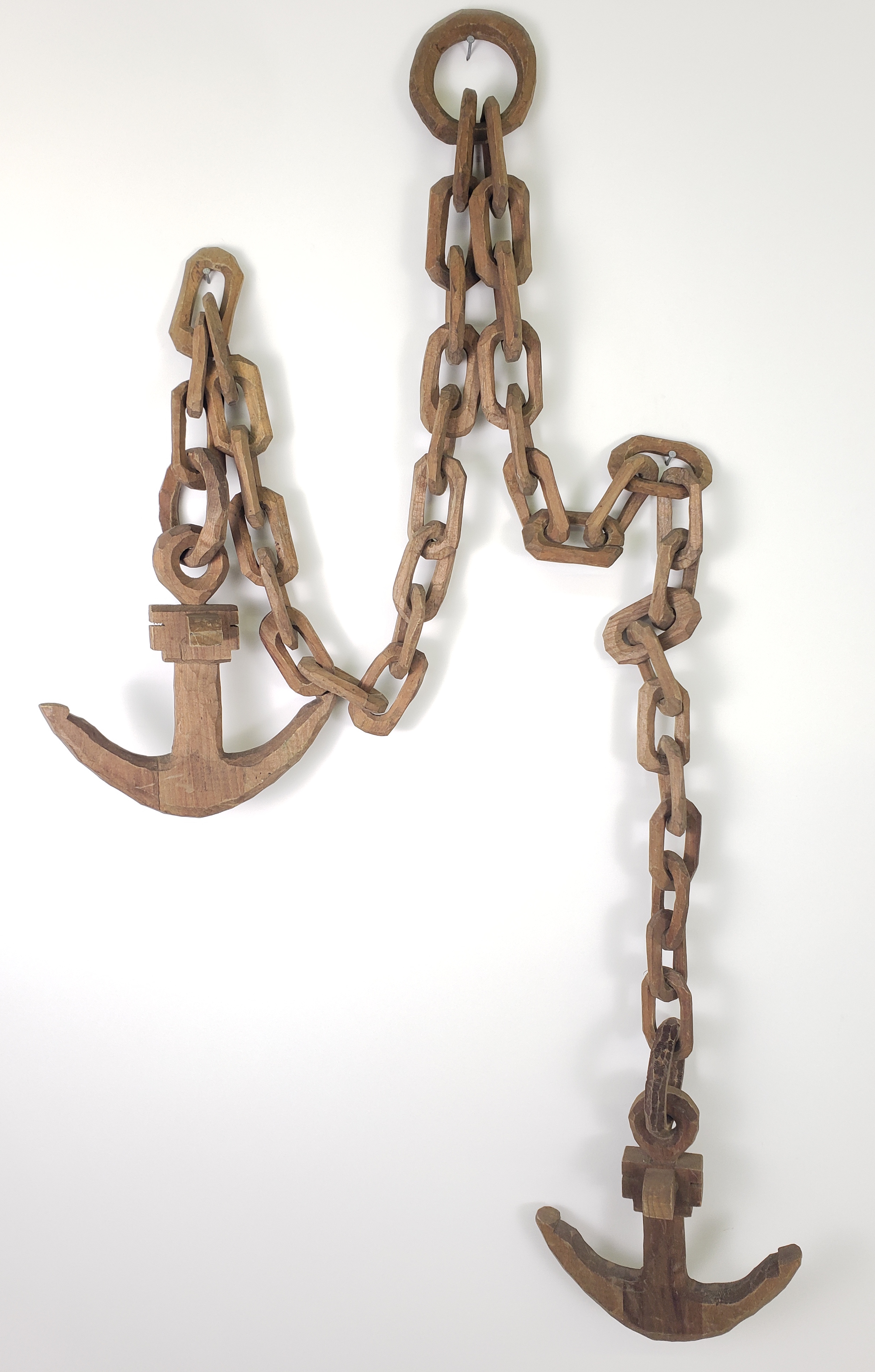 Folk Art Wood Sailors Anchor and Chain Link Whimsy - Antique