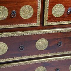 Contemporary Mahogany and Engraved Brass Trimmed Chest of Drawers