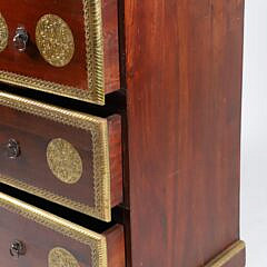 Contemporary Mahogany and Engraved Brass Trimmed Chest of Drawers