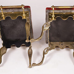 Two Brass and Tufted Red Leather Upholstered Footman, 19th Century