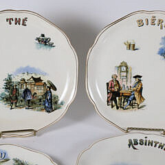 Set of Eleven Terre de Fer H.B. & Cie French Cafe Plates