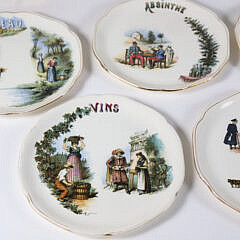 Set of Eleven Terre de Fer H.B. & Cie French Cafe Plates