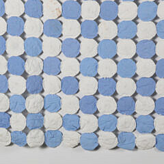 Vintage Blue and White Yoyo Quilt, circa 1930s